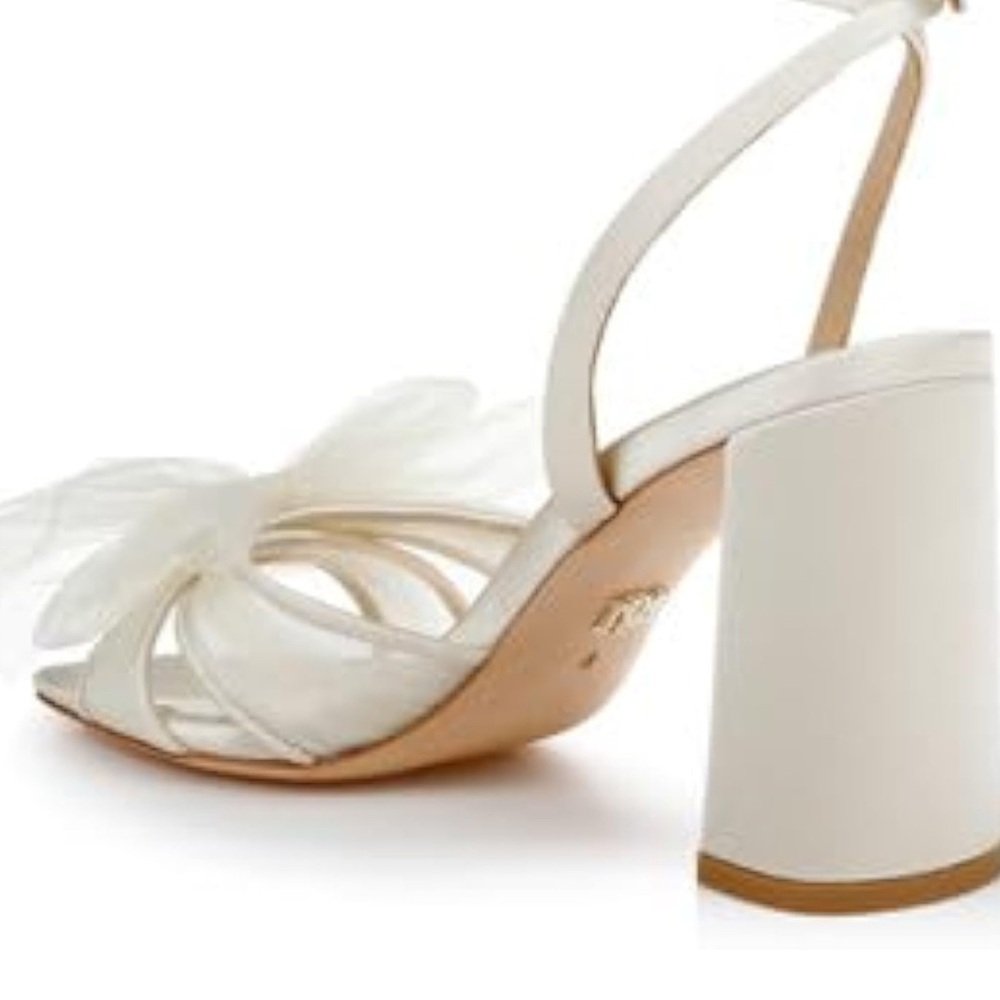 Badgley Mischka Gold Glitter Heels with Bow - Picture 3 of 5